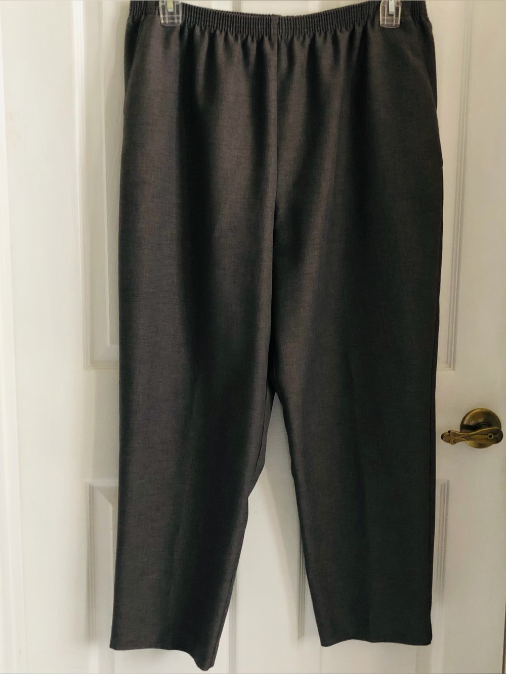 Alfred Dunner pants gray elastic waistband dress trousers straight leg Plus 18 - Picture 1 of 8